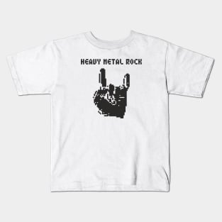 Heavy Metal Rock pixel art (black print) Kids T-Shirt